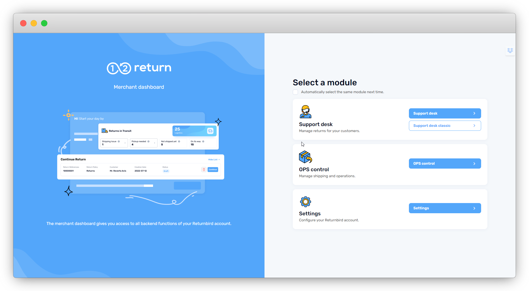 Merchant dashboard Merchant dashboard